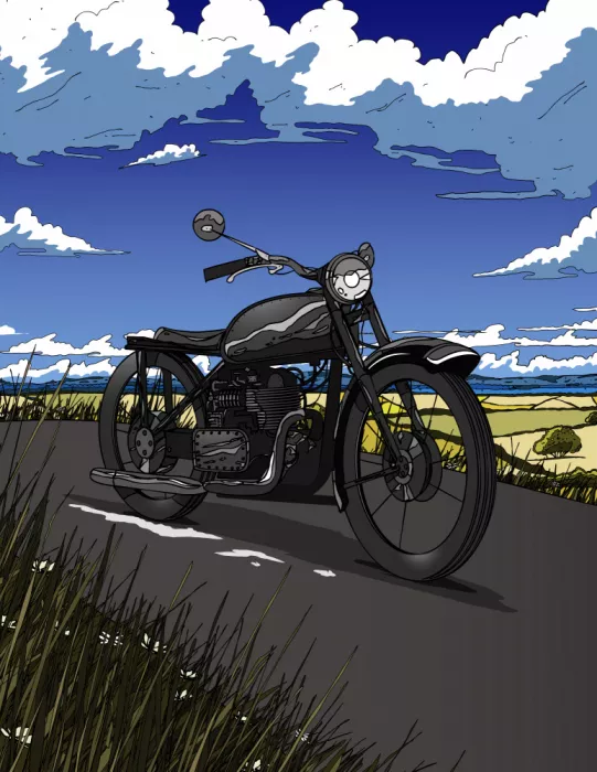Nicholas: Moto vintage sur la route ouverte