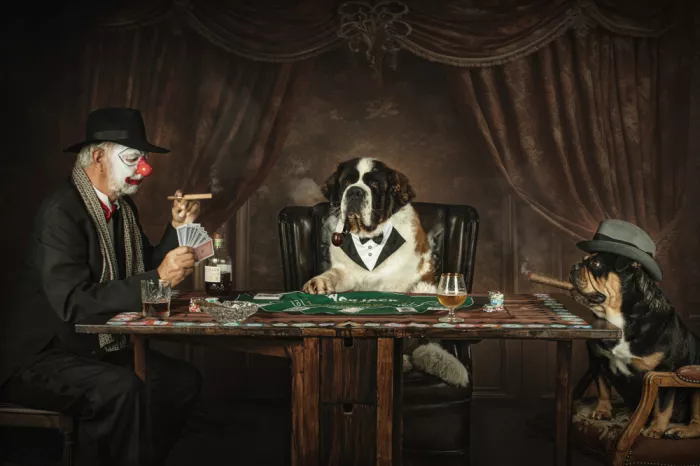 Kayen-Mouthaan, Carola: Clown Herman plays poker with his best friends Destiny and Nairobi