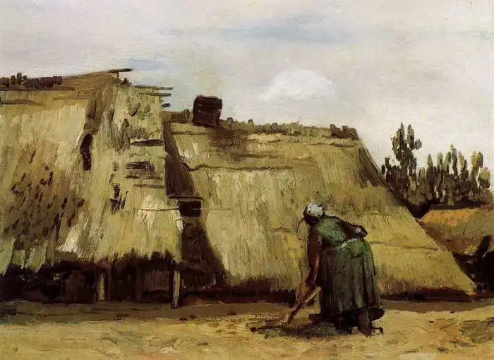 Gogh, Vincent van: Paysanne cultivant la terre devant sa maison