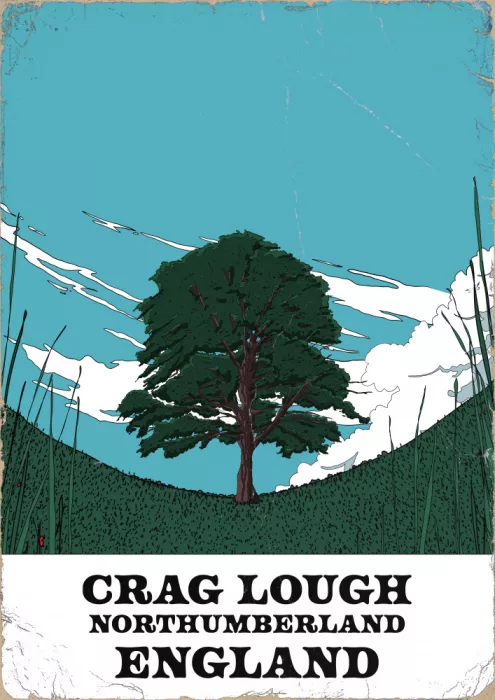 Nicholas: Grag Lough Northumberland Anglie - Cestovní plakát