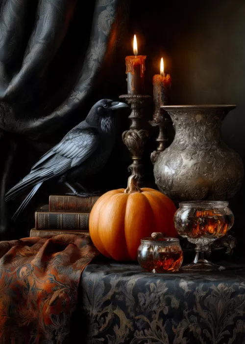 Jaszke, Justyna: Scena di Halloween con Lanterna e Zucca (2)