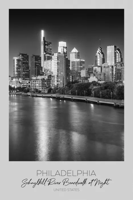 Viola, Melanie: V ohnisku: PHILADELPHIA Schuylkill River Boardwalk v noci