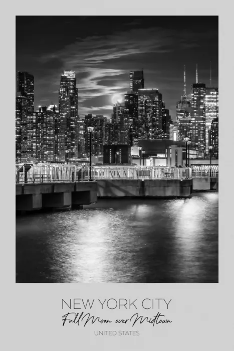 Viola, Melanie: En foco: NEW YORK CITY Luna llena sobre Midtown Manhattan
