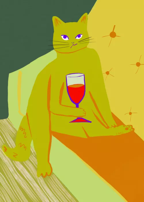 Bursic, Sharyn: Grand chat vert savourant du vin