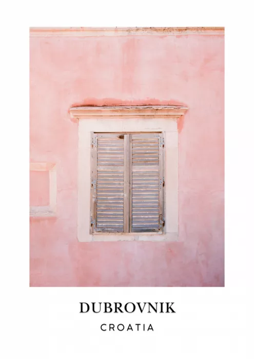 Zwart, Raisa: Pink Dubrovnik Croatia travel poster