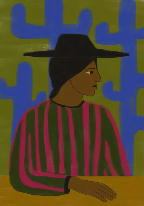 Studio, Miuus The: Southwestern Woman with Blue Cactus