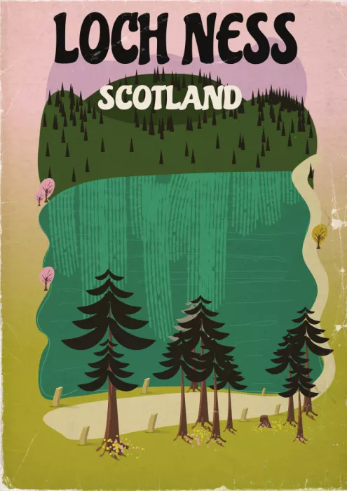 Nicholas: Loch Ness Scotland Vintage Travel Poster