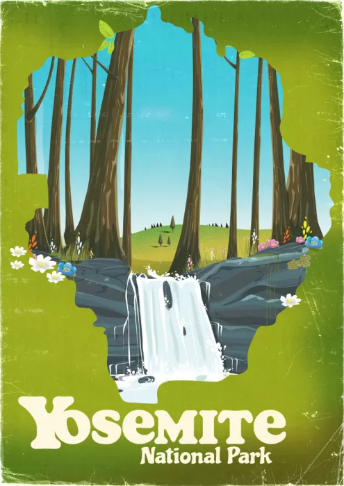 Nicholas: Vintage cestovní plakát Yosemite National Park