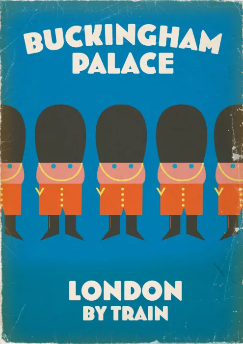 Nicholas: Buckingham Palace Londres en Train Affiche vintage