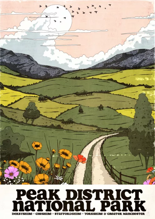 Nicholas: Peak District National Park Affiche de voyage vintage