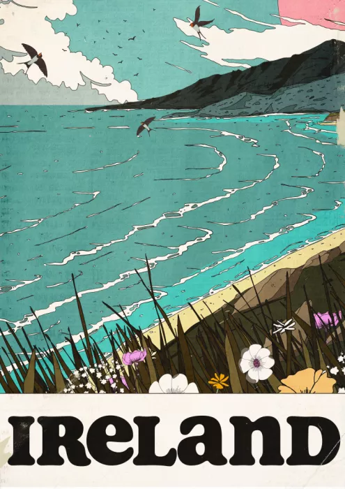 Nicholas: Ireland Vintage Coast Travel Poster