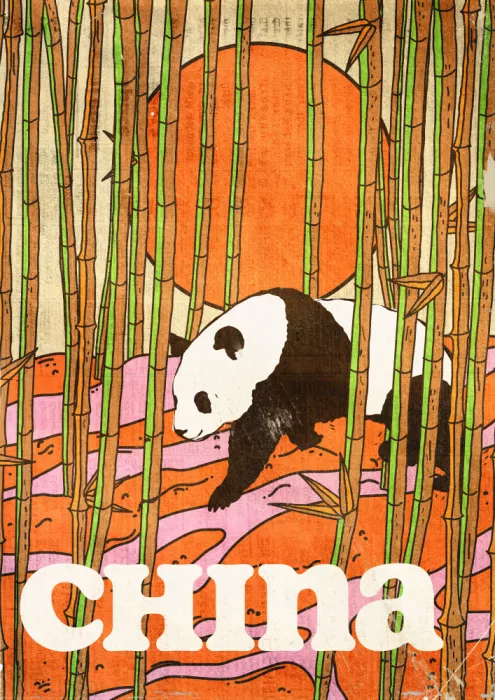 Nicholas: China Panda Vintage Travel Poster