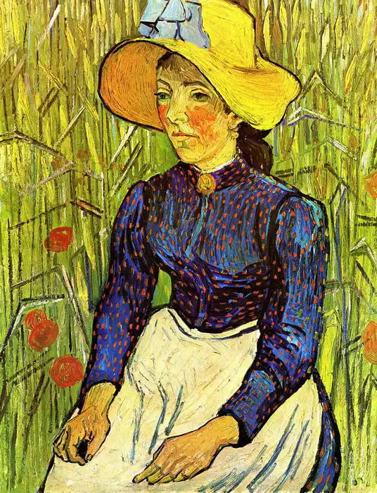 Gogh, Vincent van: Woman with straw hat in wheat field