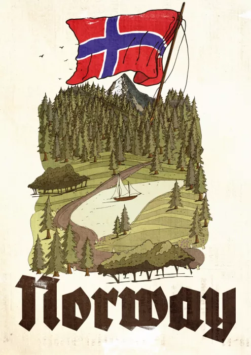 Nicholas: Affiche de voyage vintage Norvège