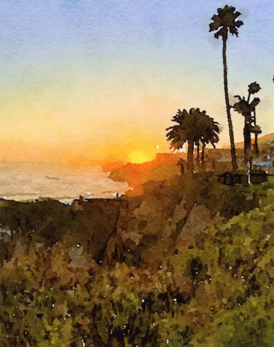 Studio, Megan Breanna: Coucher de soleil sur les falaises Paysage à l