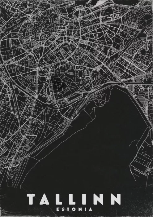 Nicholas: Vintage mapa cestování Tallin, Estonsko