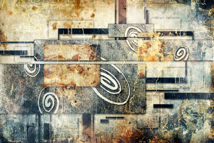 Kulik, Rafal: Abstrakte Grunge-Kunst mit Spiralen und geometrischen Formen 22