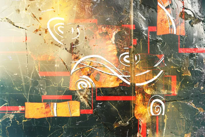 Kulik, Rafal: Abstrakte Grunge-Kunst mit Spiralen und geometrischen Formen 33