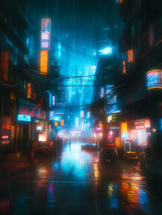 Taudalpoi: Neon Lit Road Traffic
