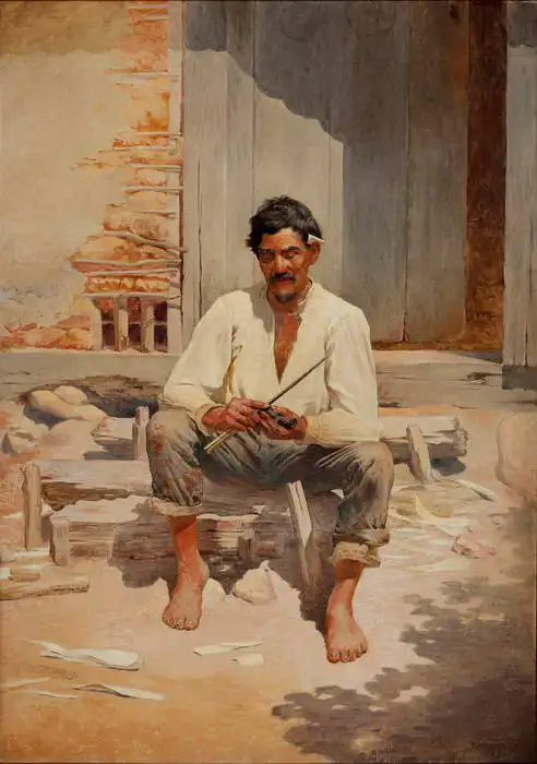 Almeida Júnior, José: Caipira cut tobacco