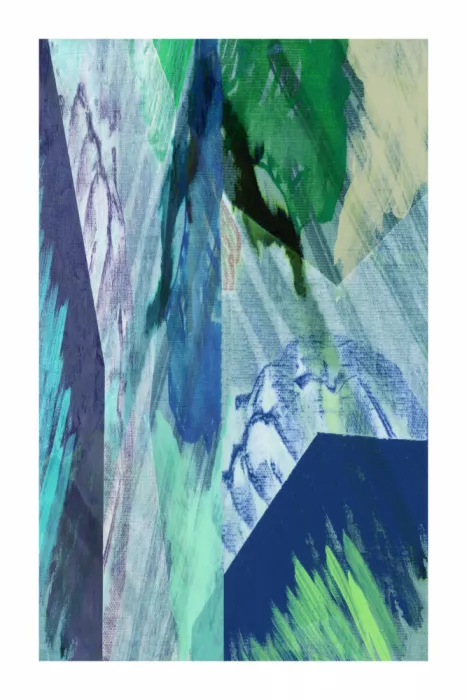 cartissi: Emerald Green and Teal Abstract Collage Print