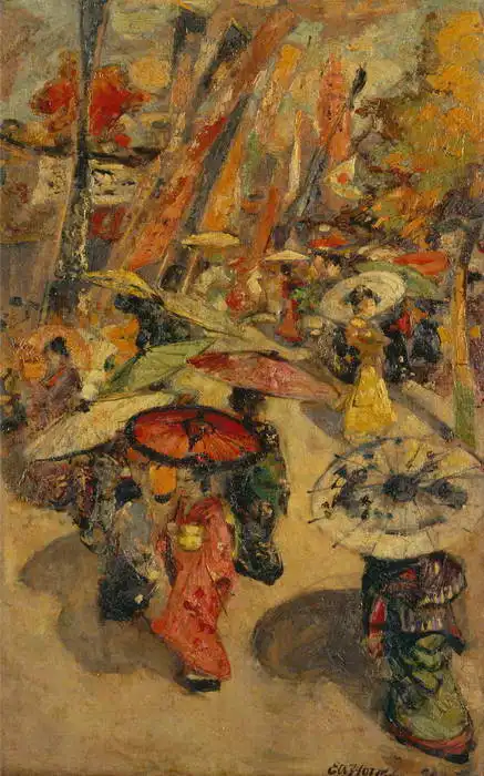 Hornel, Atkinson Edward: Scène de rue à Tokyo
