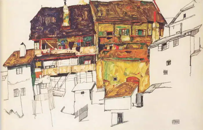 Schiele, Egon: Old houses in Cze...