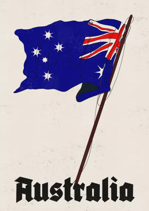 Nicholas: Drapeau australien – affiche de voyage vintage