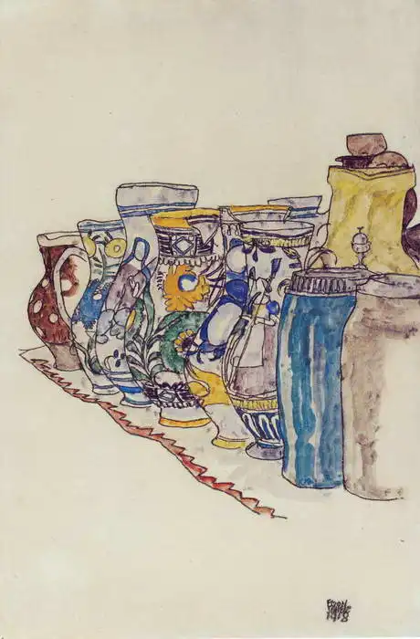 Schiele, Egon: Painted jugs