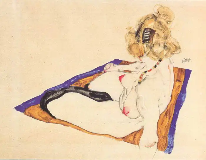 Schiele, Egon: Nude on a blanket