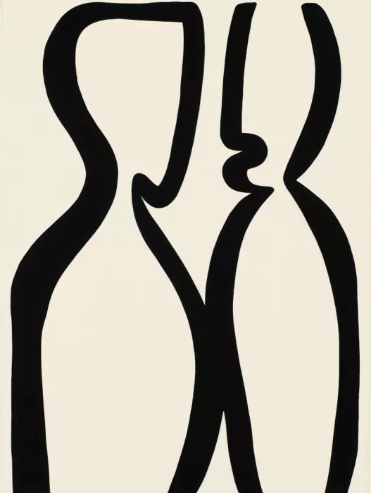 Imaginative: Le Baiser – art linéaire moderne en noir et blanc