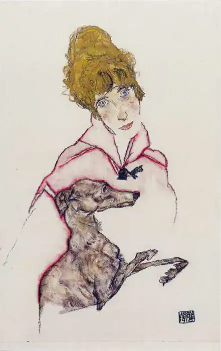 Schiele, Egon: Edith Schiele and Hound