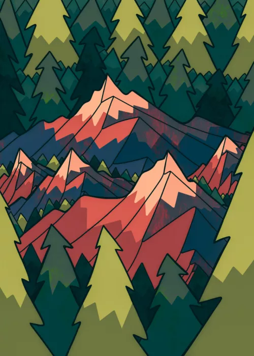Wade, Stephen: Canadian peaks in a green forest