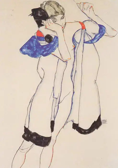 Schiele, Egon: Woman in bathrobe