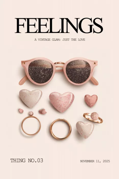 Kulik, Rafal: Funkelndes rosa herzförmiges Schmuck und Sonnenbrille in stilvoller Komposition