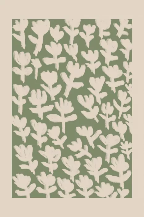 Prints, Art Melloi: Sage Green Tulip Pattern