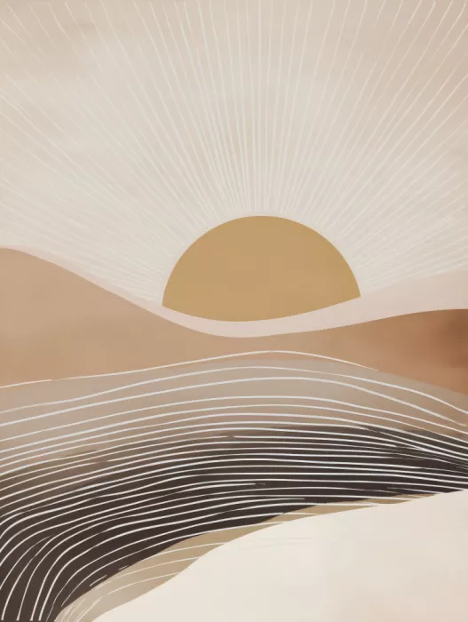 Imaginative: Desert Sunrise – Neutral Abstract Landscape
