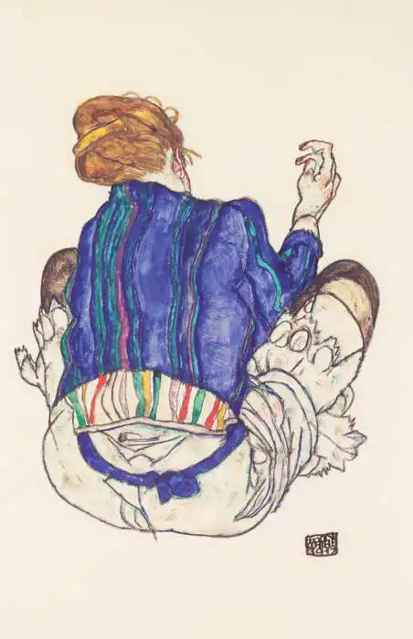 Schiele, Egon: Sitting woman from behind