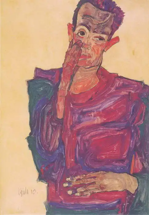 Schiele, Egon: Self-portrait the downloaded cap