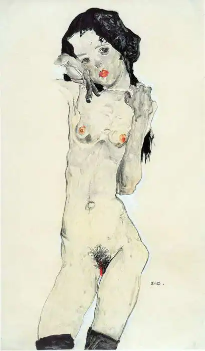 Schiele, Egon: Girl with black hair