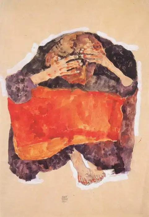Schiele, Egon: Sitting girl with head bowed