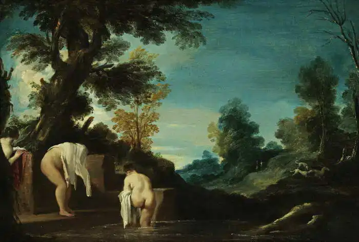 Guercino: Landscape and bat...