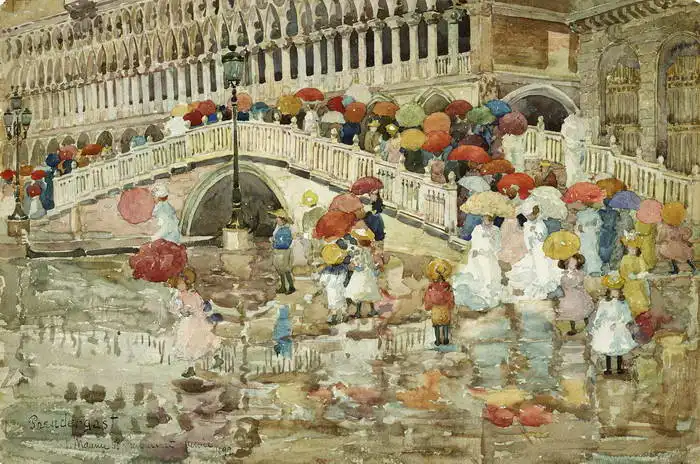 Prendergast, Maurice Brazil: Umbrellas in the rain