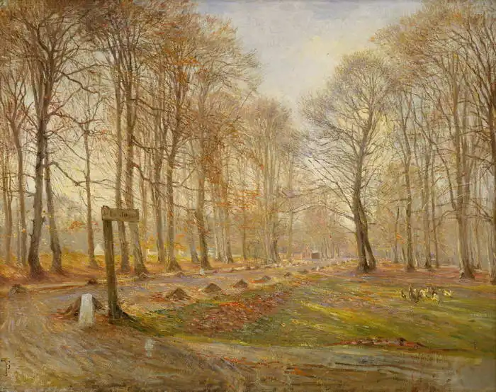 Philipsen, Theodor: Late autumn day in Deer Park Jaegersborg