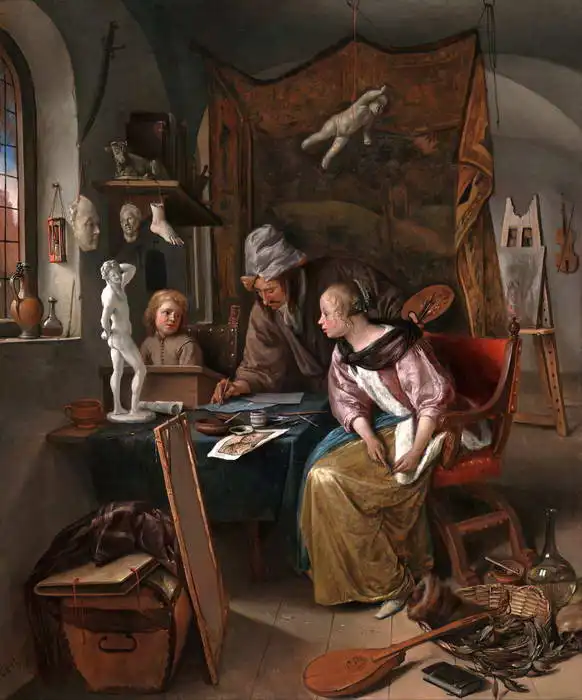 Steen, Jan Havicksz: Painting lesson