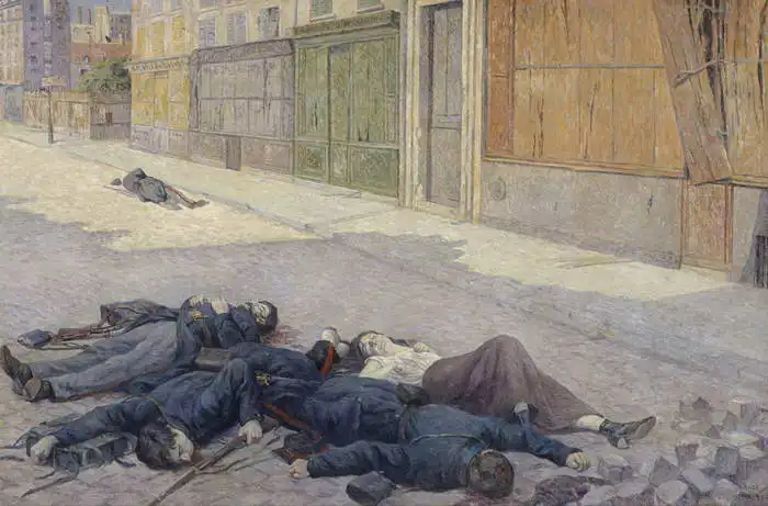 Luce, Maximilien: Street in Paris in May 1871