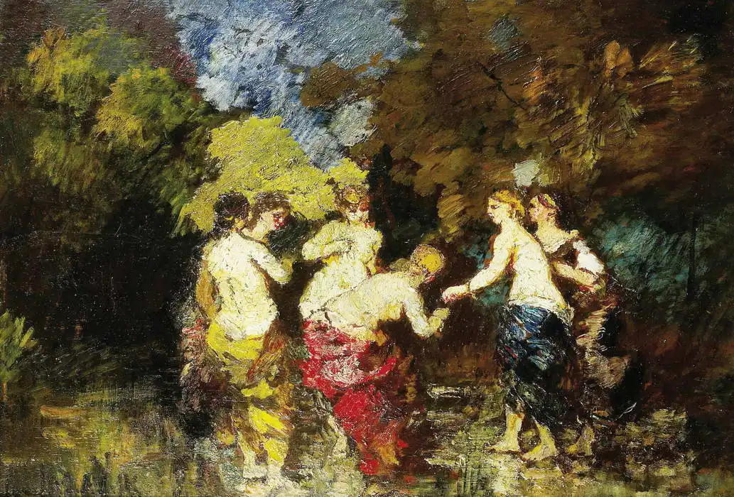 Monticelli, Adolphe: Six women bathers