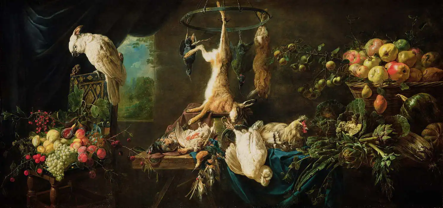 Utrecht, Adriaen van: Natura morta con animali e frutta