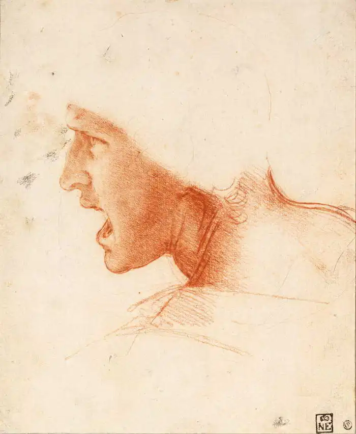 Vinci, Leonardo: Studio portrait head warrior at the Battle of Anghiari