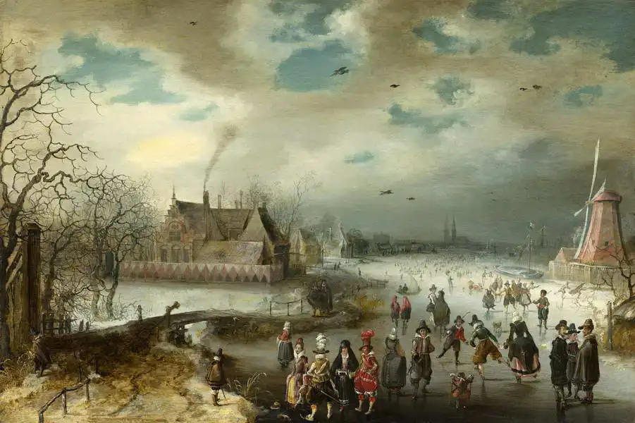 Breen, Adam van: Schlittschuhlaufen auf dem Fluss Amstel